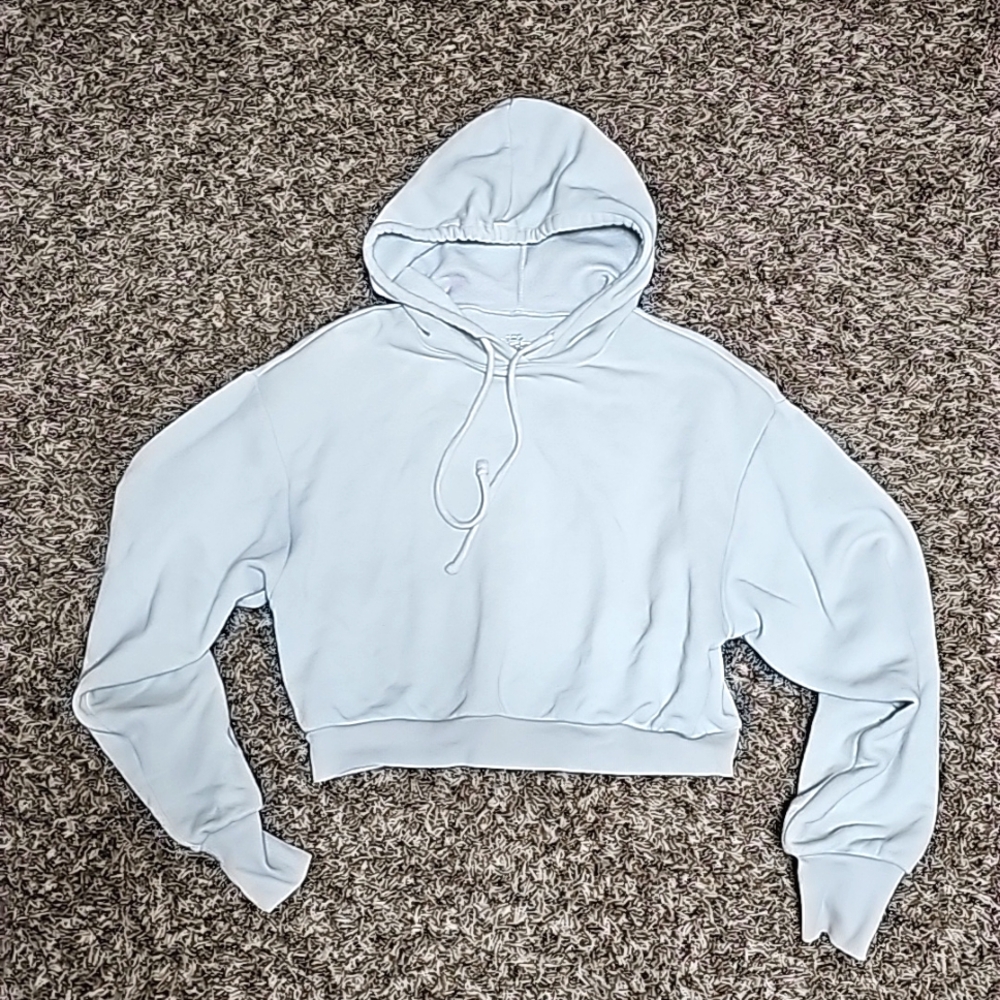 Cropped white hoodie